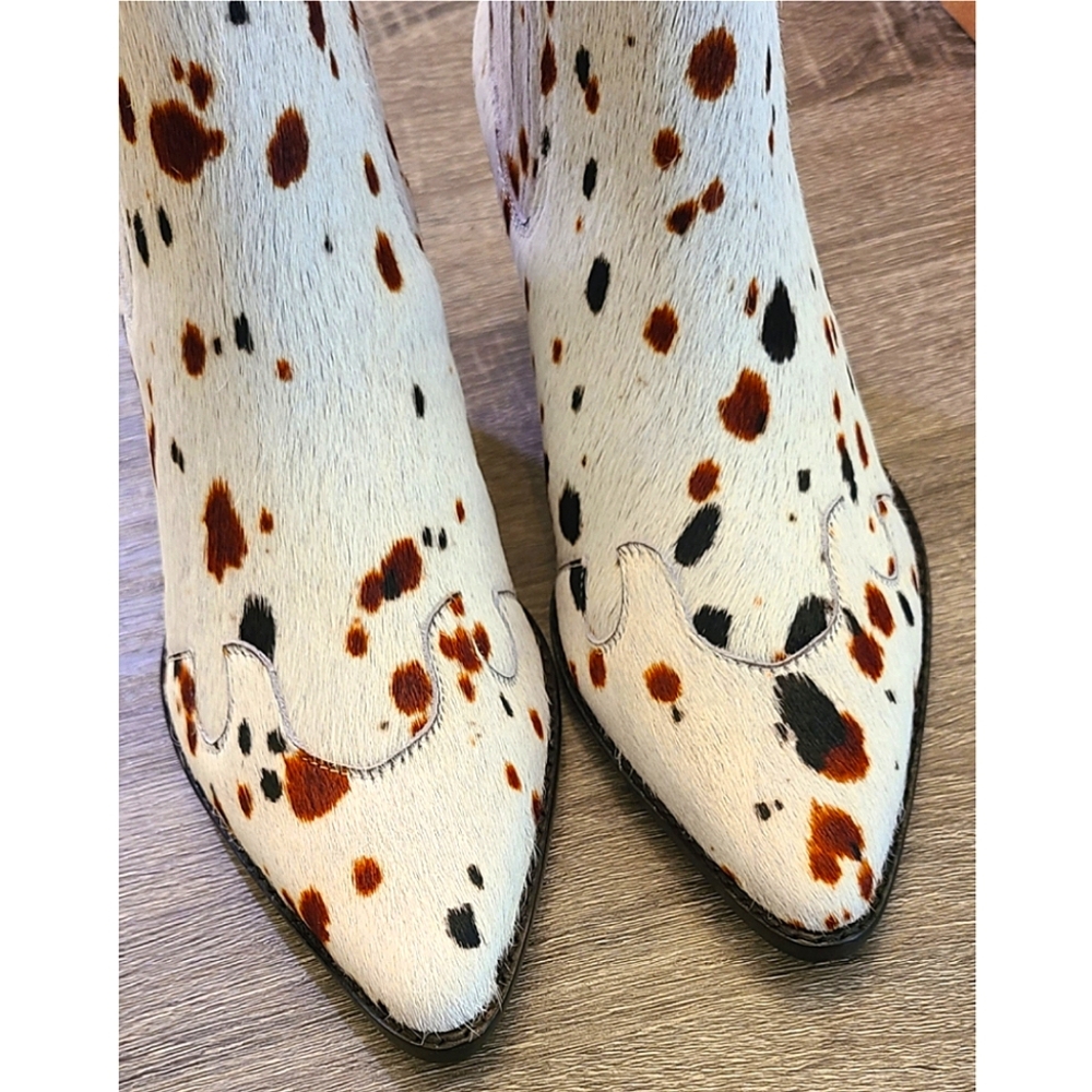 New Matisse Collins White Speckle Calf Hair Leather Boot 7.5 Western Boho Cowboy - Picture 7 of 15